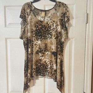 Brown and tan sequin top
